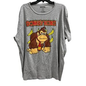 Donkey Kong gray graphic bananas thrashed gaming tee big & tall SZ XLT